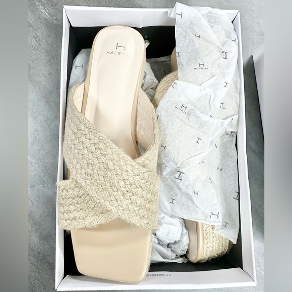 Halston Network Natural Braided Slip On Wedge Espadrille Sandal - Picture 4 of 7